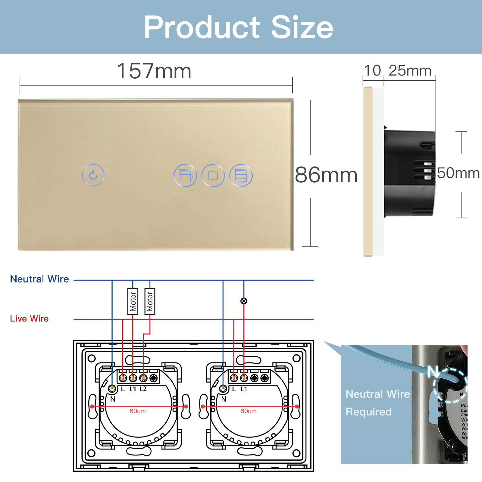 BSEED WiFi 1/2/3 Gang Switch 1/2/3 Way With Roller Shutter Switch Voice And APP Control Light Switches Bseedswitch 