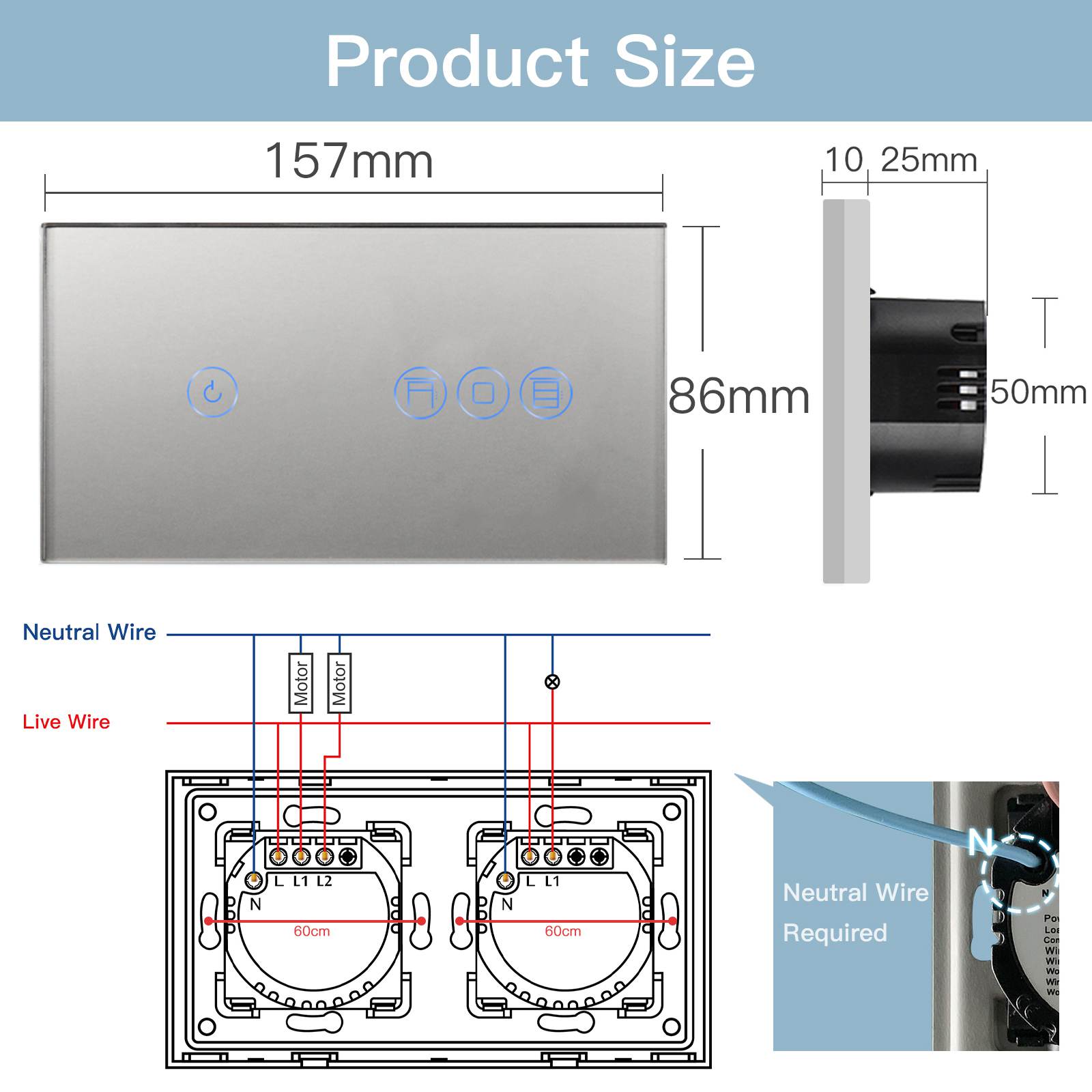 BSEED WiFi 1/2/3 Gang Switch 1/2/3 Way With Roller Shutter Switch Voice And APP Control Light Switches Bseedswitch 