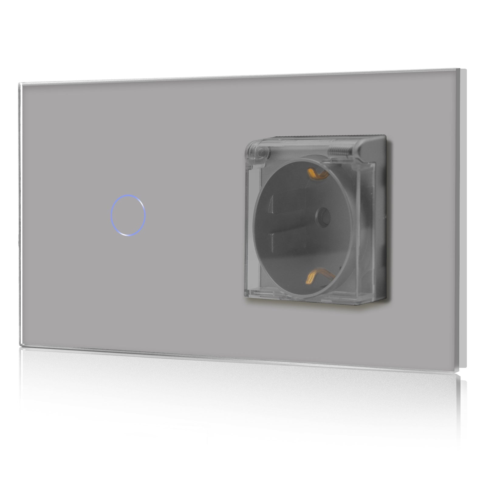 Bseed 1/2/3 Gang 1/2/3 Way Touch Light Switch with Waterproof Eu Socket 300W Wall Plates & Covers Bseedswitch Grey 1 Gang 1 Way