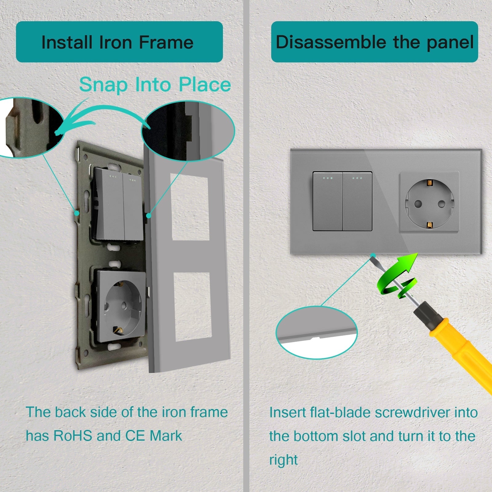 BSEED Mechanical 1/2/3 Gang 1/2Way Touch Light Switch With Normal Eu Socket Power Outlets & Sockets Bseedswitch 