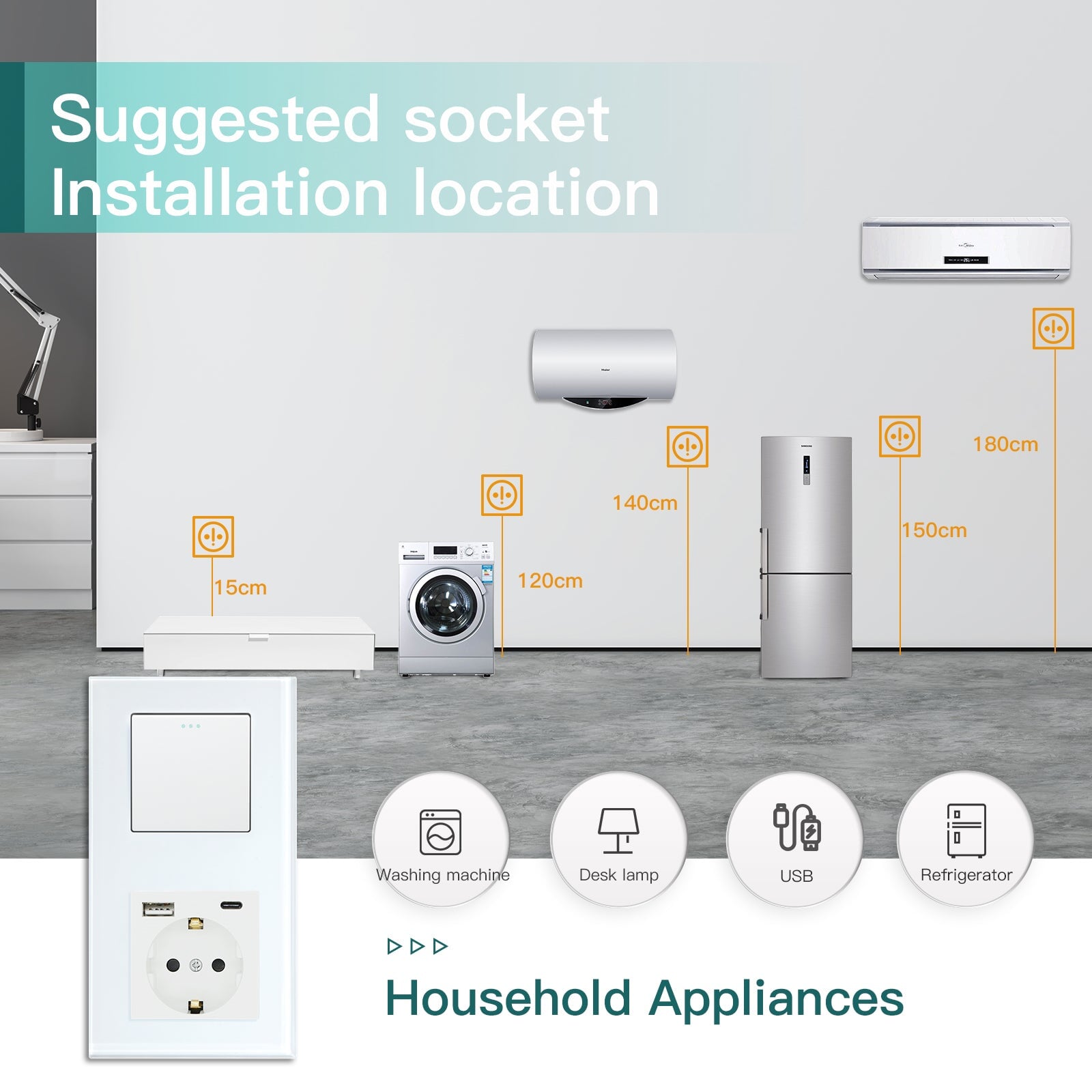 BSEED Mechanical 1/2/3 Gang 1/2Way Touch Light Switch With Normal Eu Socket with typcs-c Power Outlets & Sockets Bseedswitch 