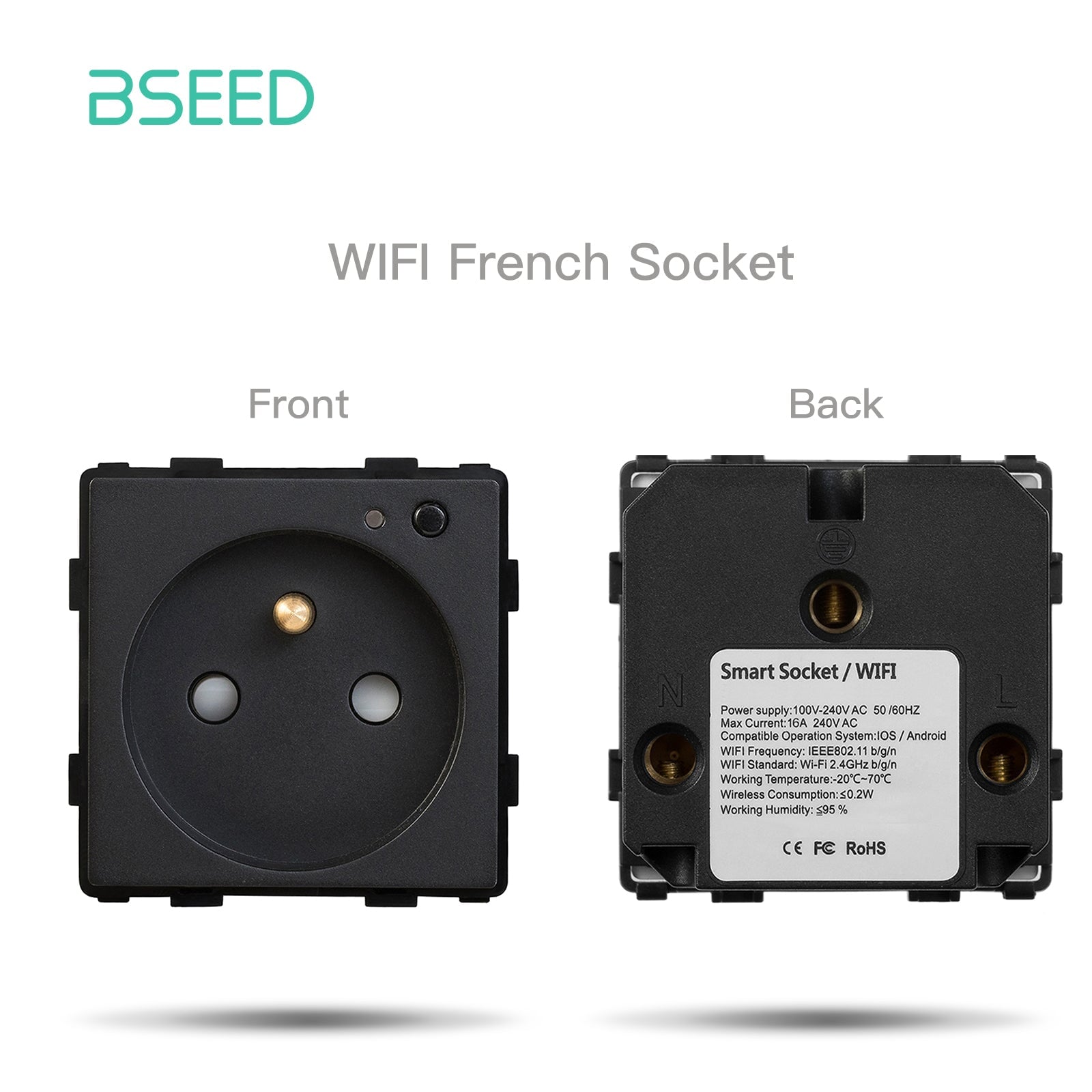 BSEED EU/FR/ UK/MF Standard Wall Socket Function Key Touch WiFi Zigbee type Power Outlets & Sockets Bseedswitch Black FR WiFi