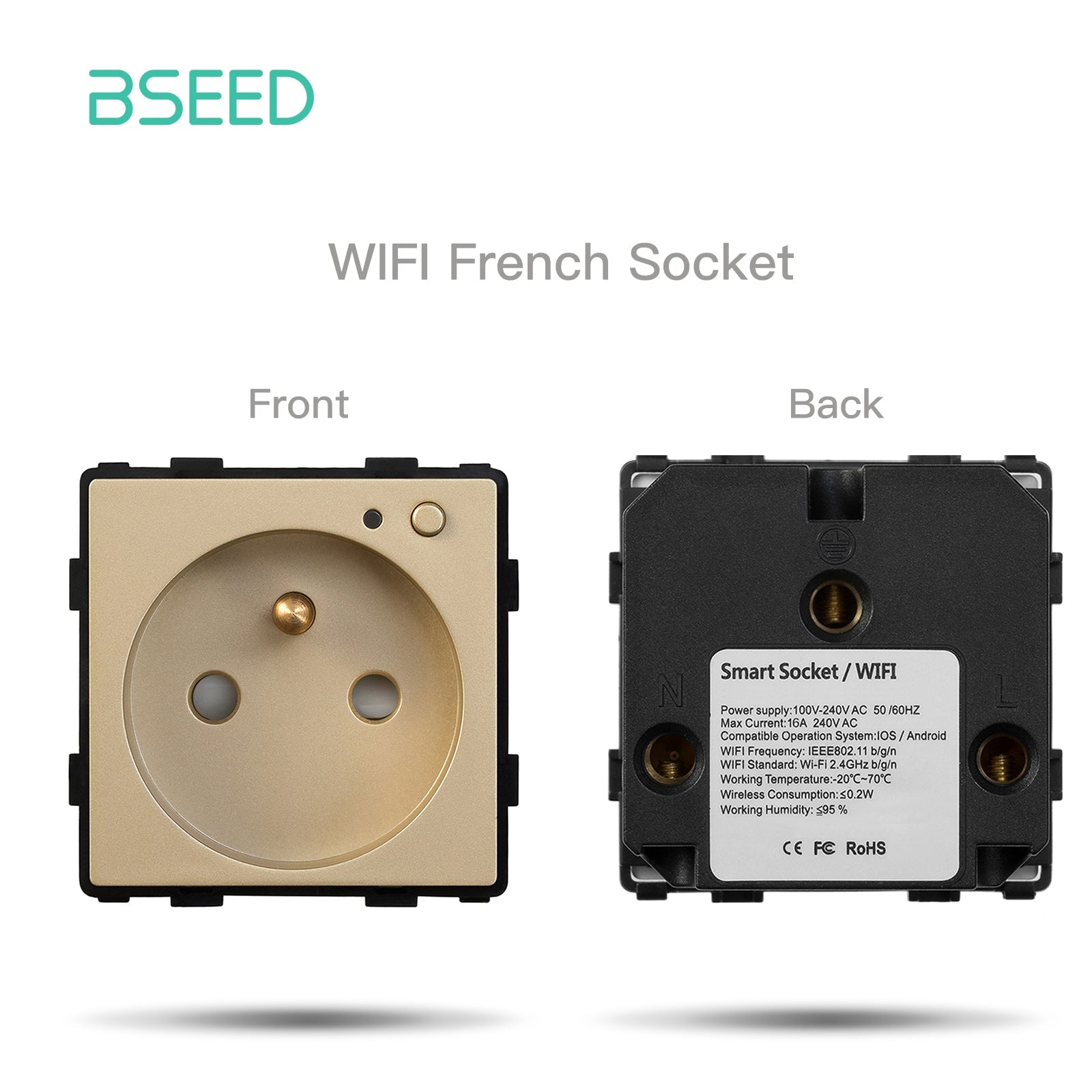 BSEED EU/FR/ UK/MF Standard Wall Socket Function Key Touch WiFi Zigbee type Power Outlets & Sockets Bseedswitch Gold FR WiFi