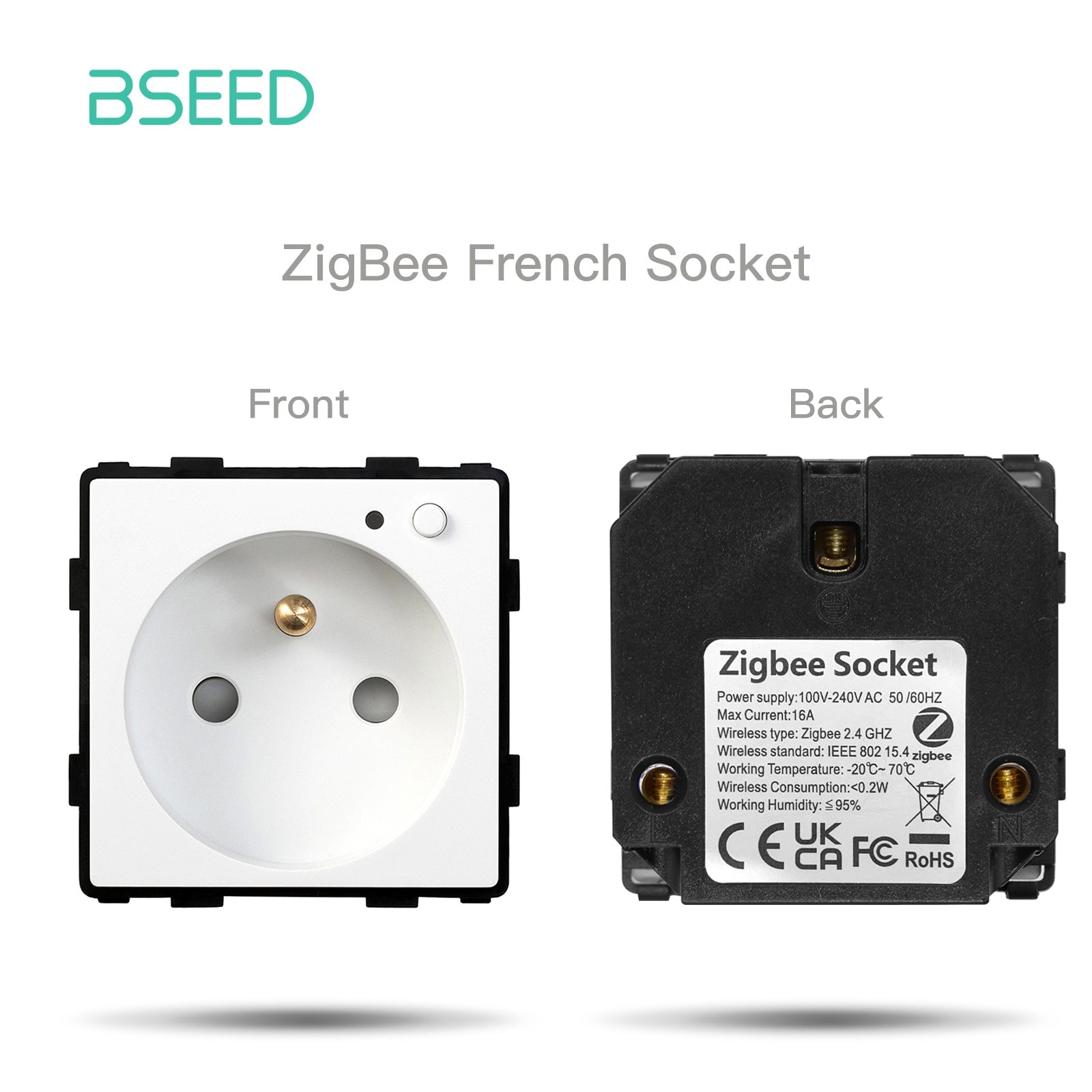 BSEED EU/FR/ UK/MF Standard Wall Socket Function Key Touch WiFi Zigbee type Power Outlets & Sockets Bseedswitch White FR ZigBee