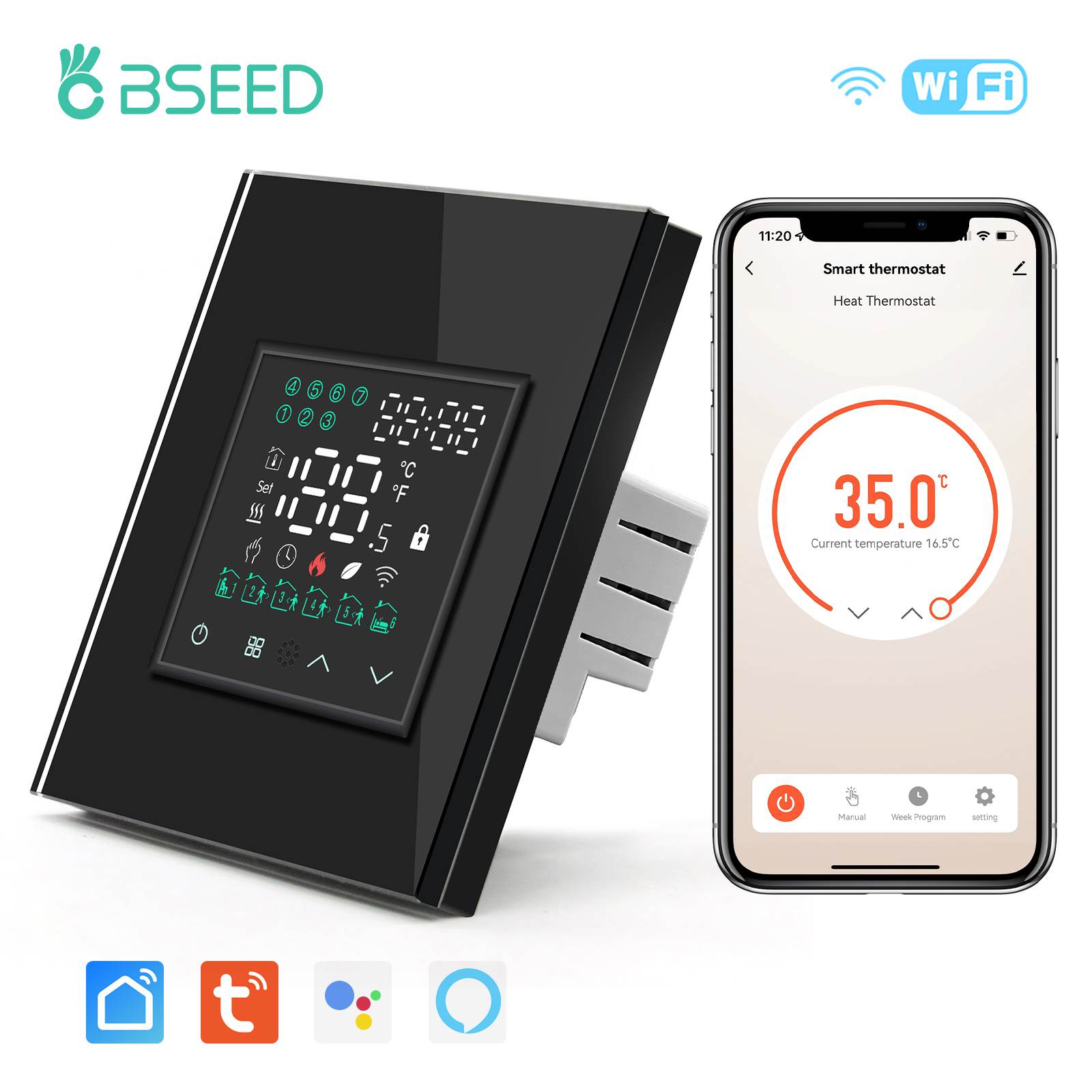 BSEED WiFi Touch LED Screen Floor Heating Room Thermostat Controller Backlight Thermostats Bseedswitch 