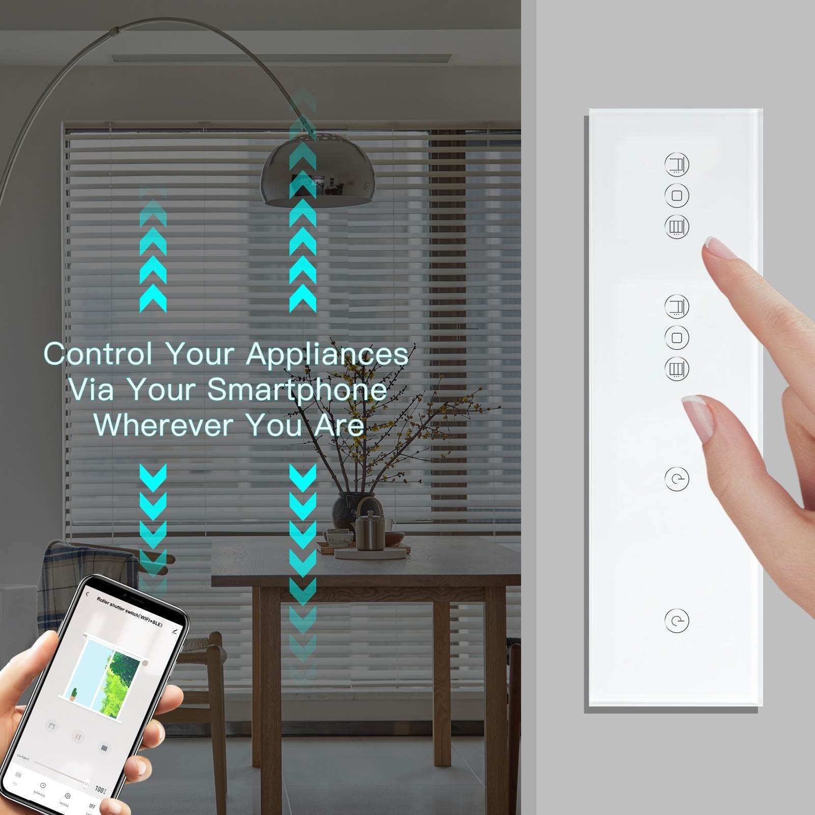 BSEED triple 1/2/3 Gang WiFi Switch With Roller Shutter Switch 299mm Light Switches Bseedswitch 