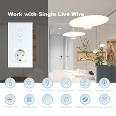 Bseed Zigbee 1/2/3 Gang Single Live Line Touch Switch EU Standard With Normal Socket Light Switches Bseedswitch 