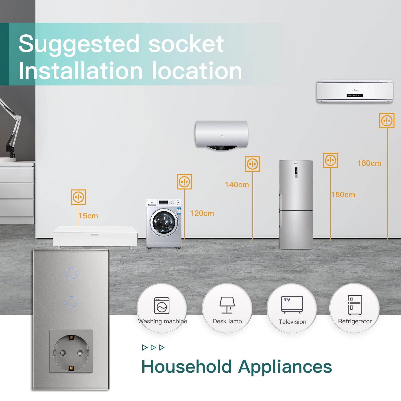 Bseed Zigbee 1/2/3 Gang Single Live Line Touch Switch EU Standard With Normal Socket Light Switches Bseedswitch 