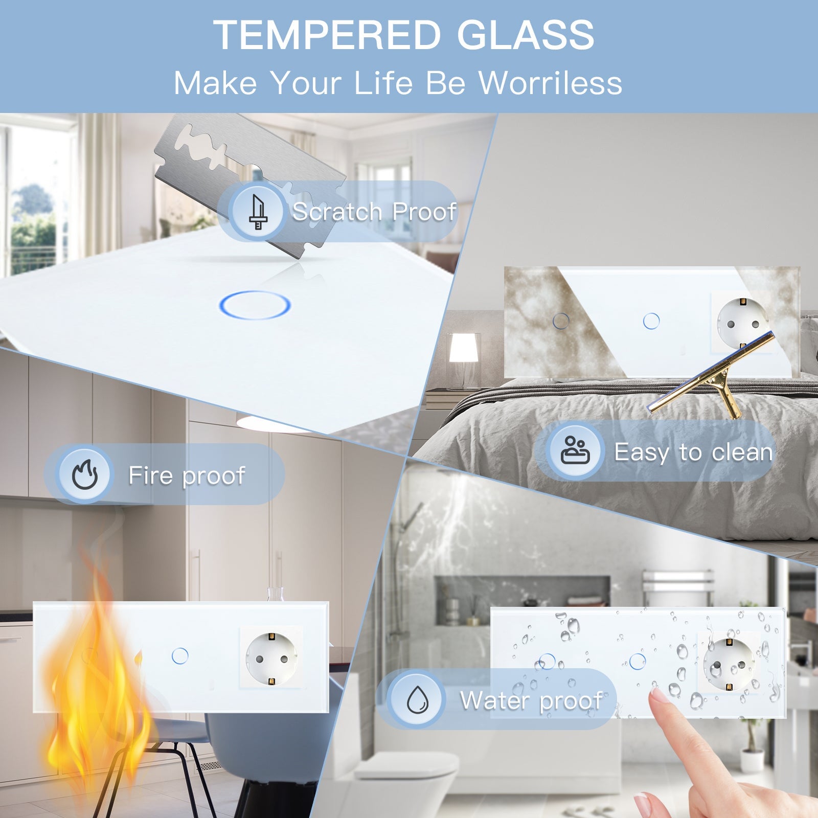 Bseed Smart WiFi Light Switches Multi Control With EU Normal Standard Wall Socket Light Switches Bseedswitch 