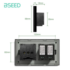 BSEED UK Socket With Quadruple USB Charger Wall Socket 100V-240 Power Outlets & Sockets Bseedswitch 