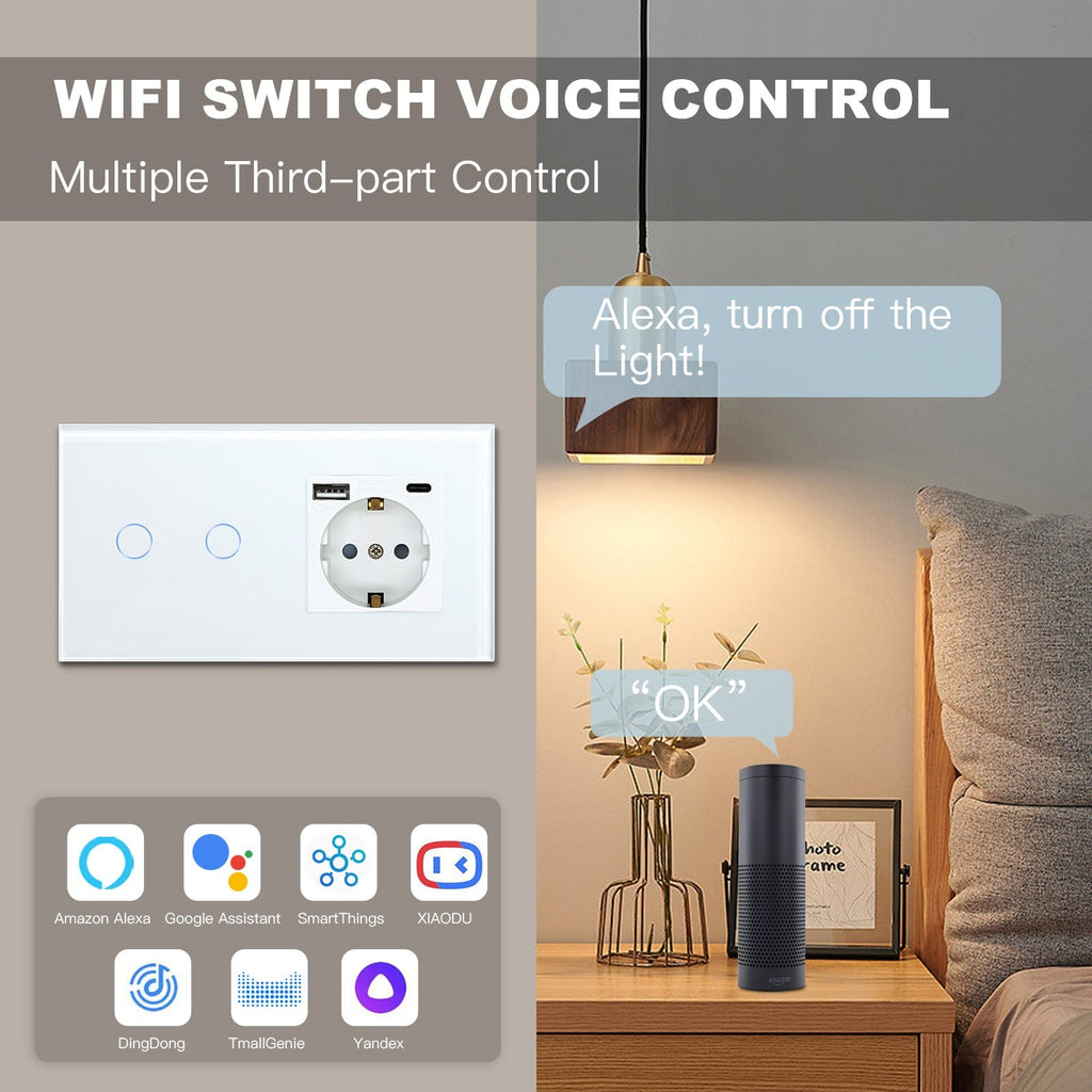 BSEED Smart Touch Switches 1/2/3 Gang Wifi Light Switch Plus EU
