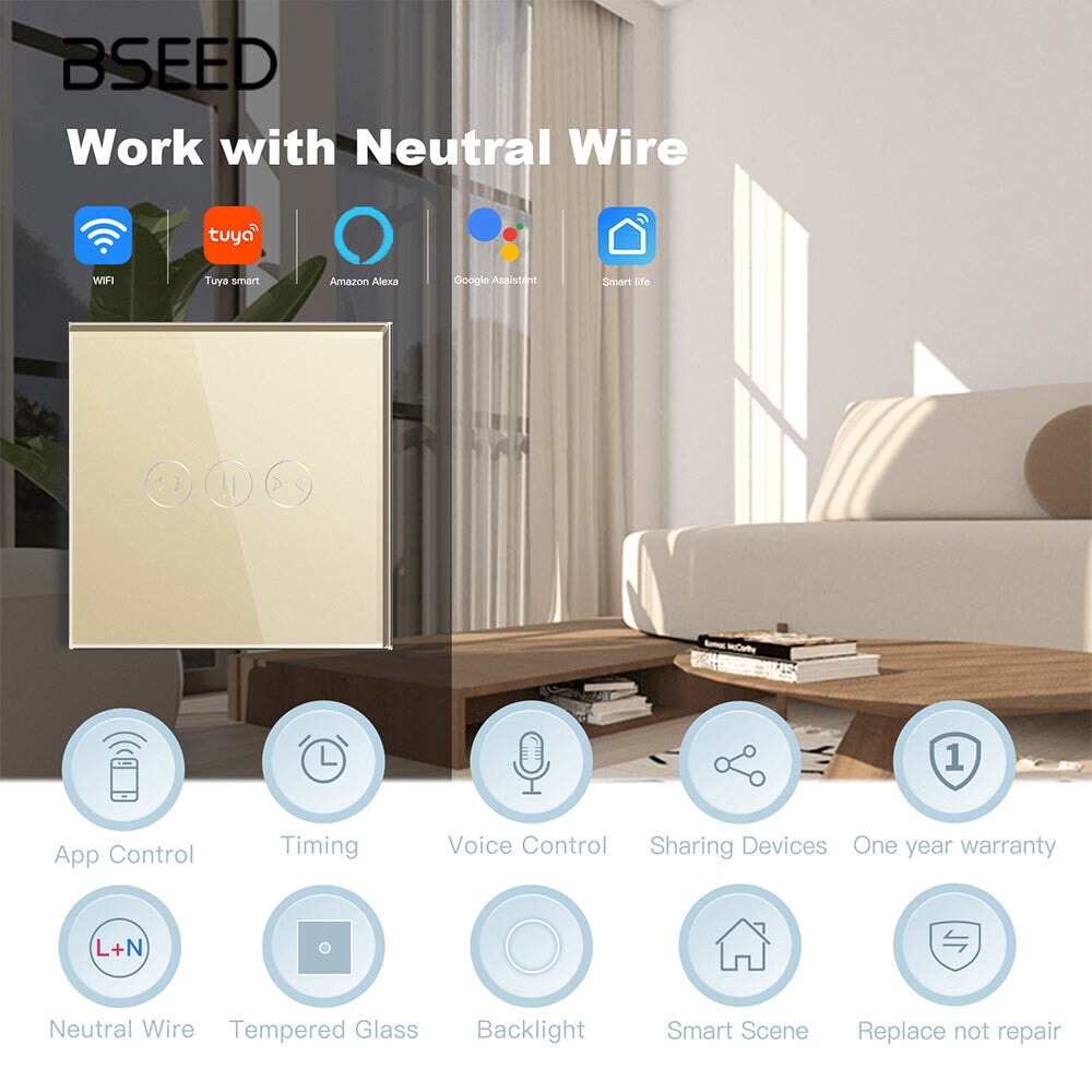 Bseed Smart Wifi Curtain Switch Support by Tuya And Smart Life Home Automation Kits Bseedswitch 