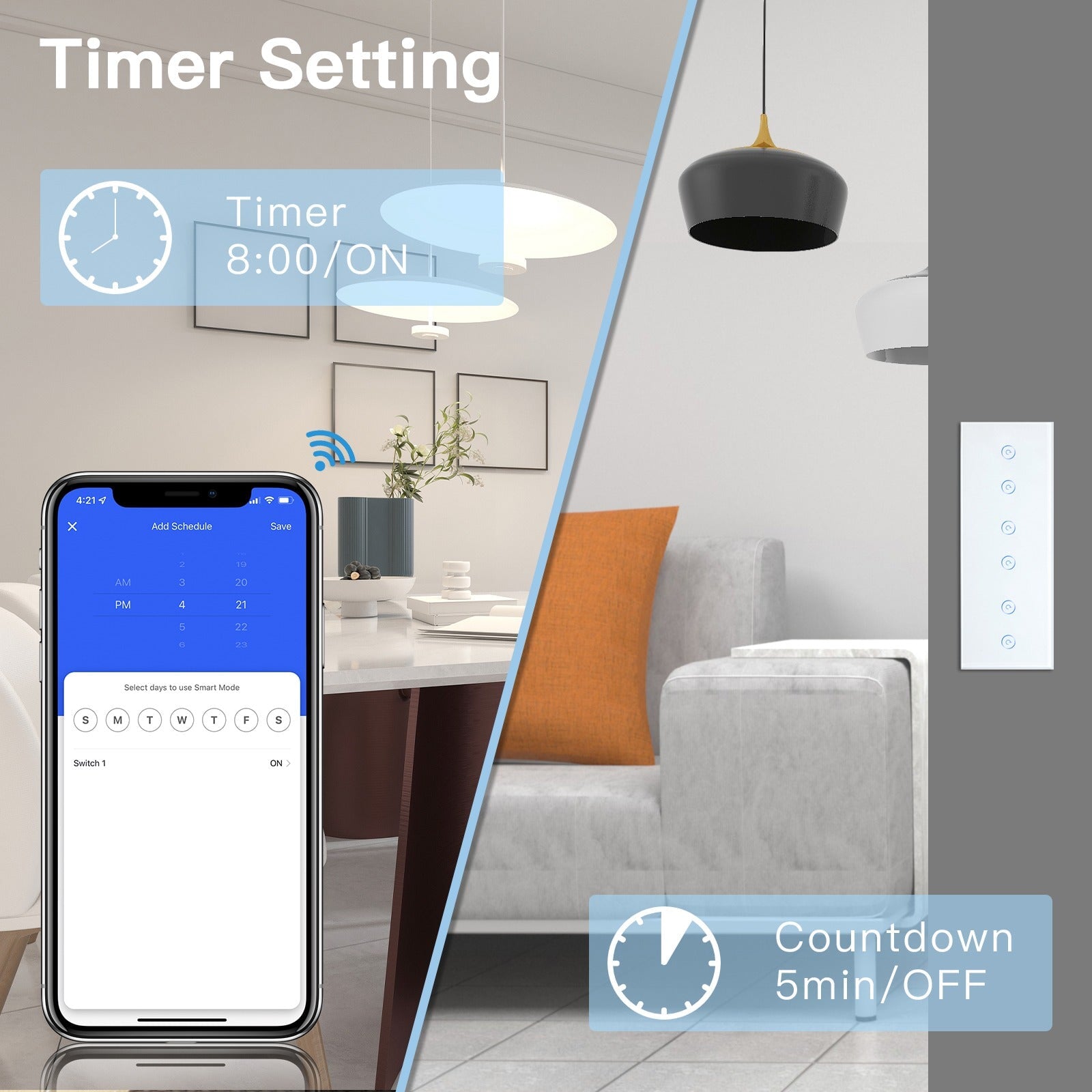 Bseed Tribe WiFi 1/2/3 Gang Light Switch 228mm Light Switches Bseedswitch 