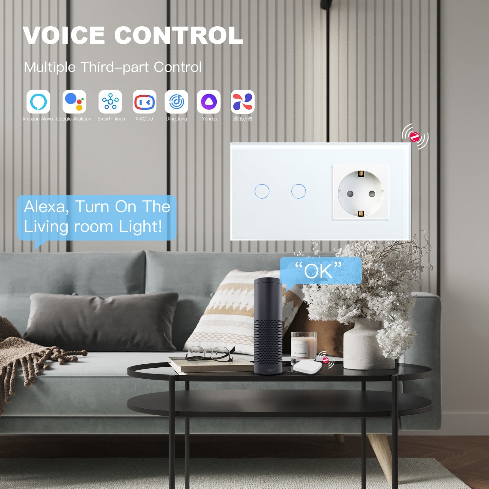 Bseed Zigbee 1/2/3 Gang Single Live Line Touch Switch EU Standard With Normal Socket Light Switches Bseedswitch 