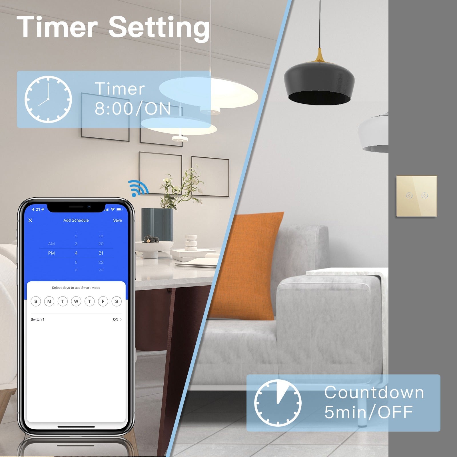 Bseed Smart Wifi Touch Switch 2 Gang 1/2/3 Way 1/2/3 Pcs/Pack Wall Plates & Covers Bseedswitch 