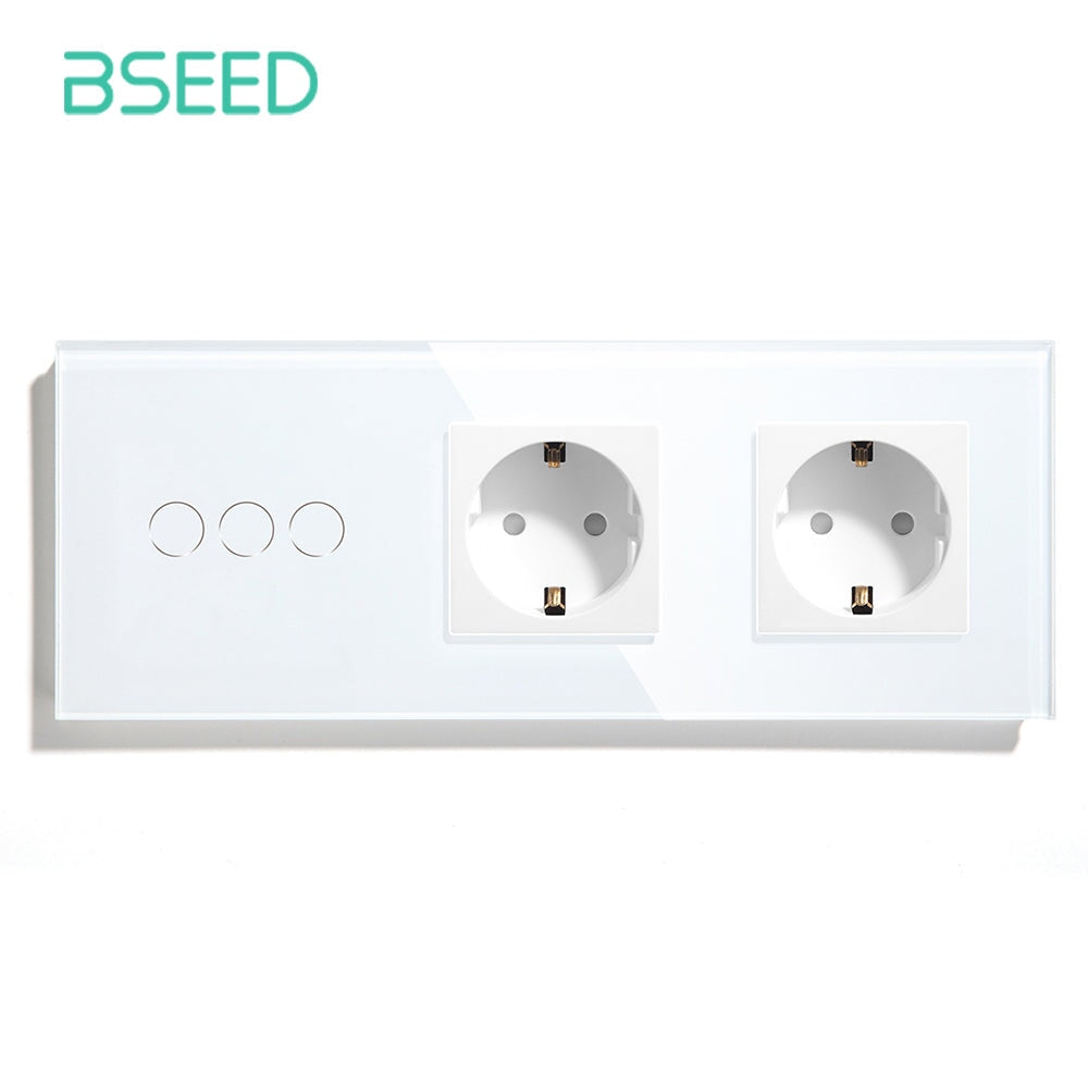 Bseed 1/2/3 Gang 1 Way Switch with Trible Socket Work Wall Plates & Covers Bseedswitch 