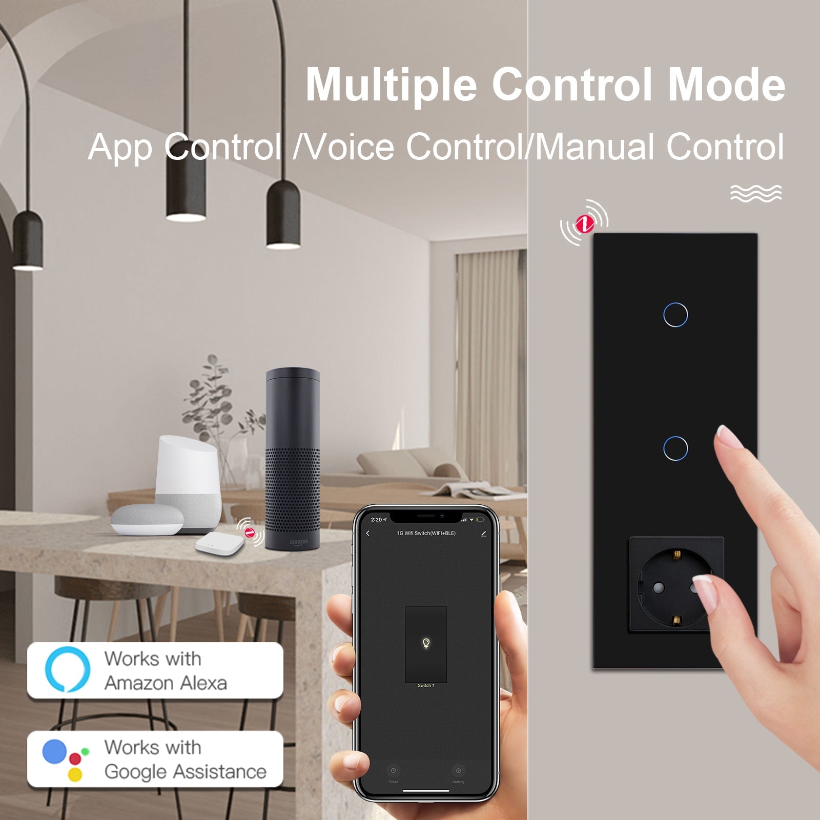 Bseed Double Zigbee Touch 1/2/3 Gang Light Switches Single Live Line Multi Control With EU Standard Not Smart Wall Sockets Light Switches Bseedswitch 