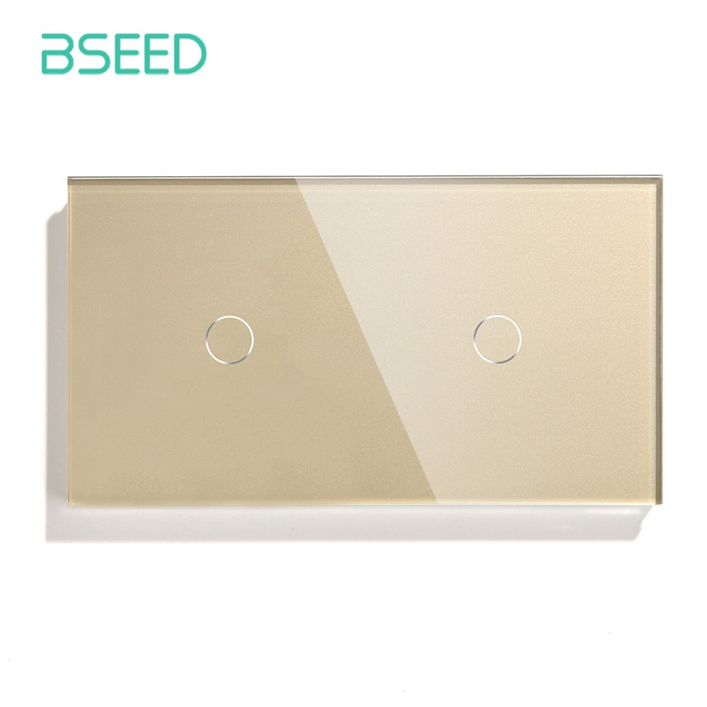 Bseed Double Touch Switch 1 Way 157mm 300W Wall Plates & Covers Bseedswitch Golden 1Gang + 1Gang 