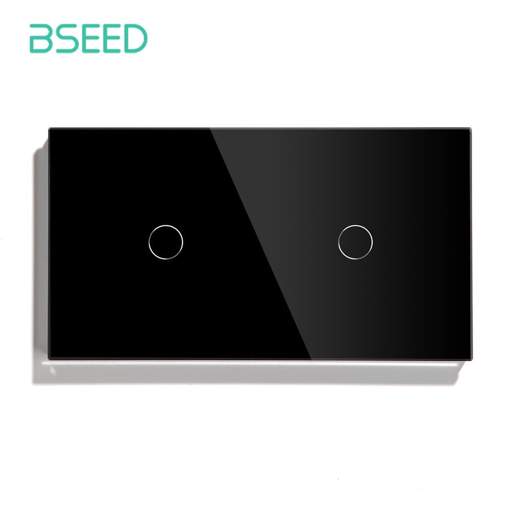 Bseed Double Touch Switch 1 Way 157mm 300W Wall Plates & Covers Bseedswitch Black 1Gang + 1Gang 