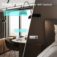 BSEED Double No Neutral Wifi Light Switch with Eu socket type-c Plug 2.1A 228mm Light Switches Bseedswitch 