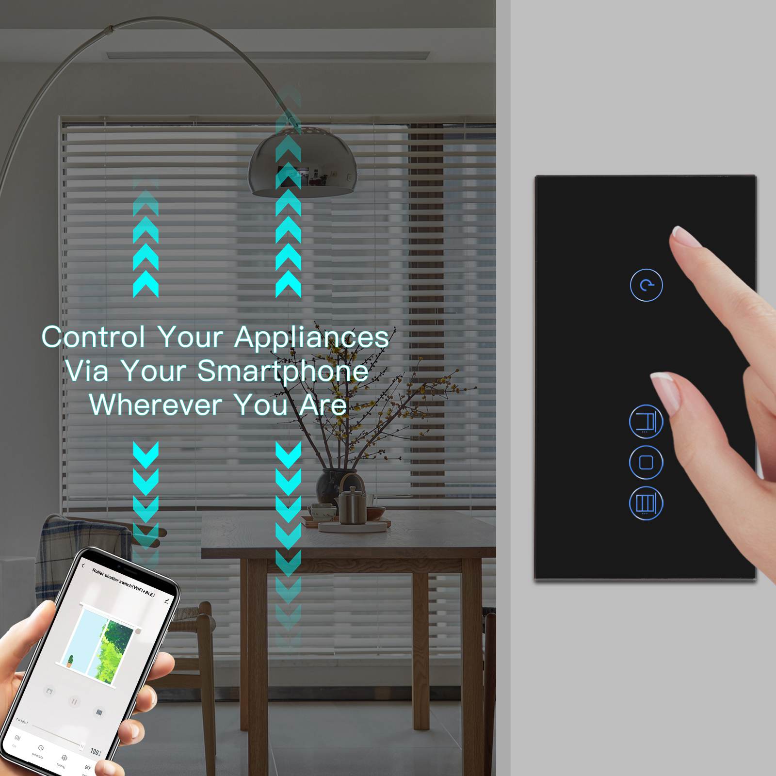 BSEED WiFi 1/2/3 Gang Switch 1/2/3 Way With Roller Shutter Switch Voice And APP Control Light Switches Bseedswitch 