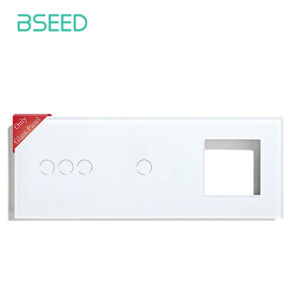 Bseed Panel with Double Frame Crystal Glass 1/2/3 Gang with Slots Bseedswitch 