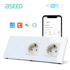 Bseed Smart WiFi 1/2/3 Gang Light Switches Multi Control With Double WiFi EU Standard Smart Wall Sockets Light Switches Bseedswitch 