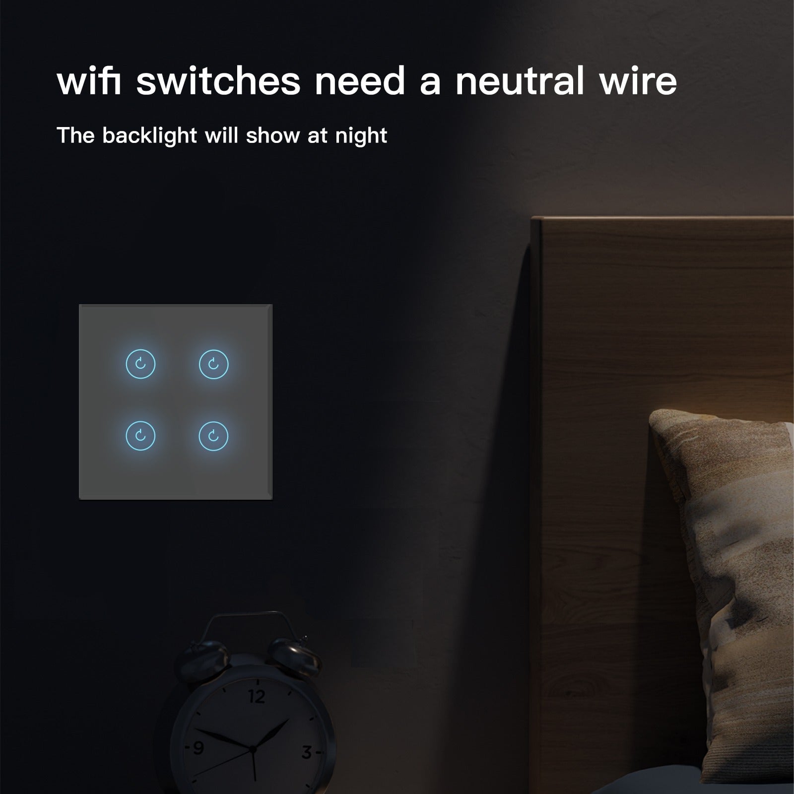 BSEED Wifi 4Gang 1/2/3 way Smart Switches Light Touch Switch Wireless Wifi Wall Switch Support Tuya Google Smart Life Light Switches Bseedswitch 