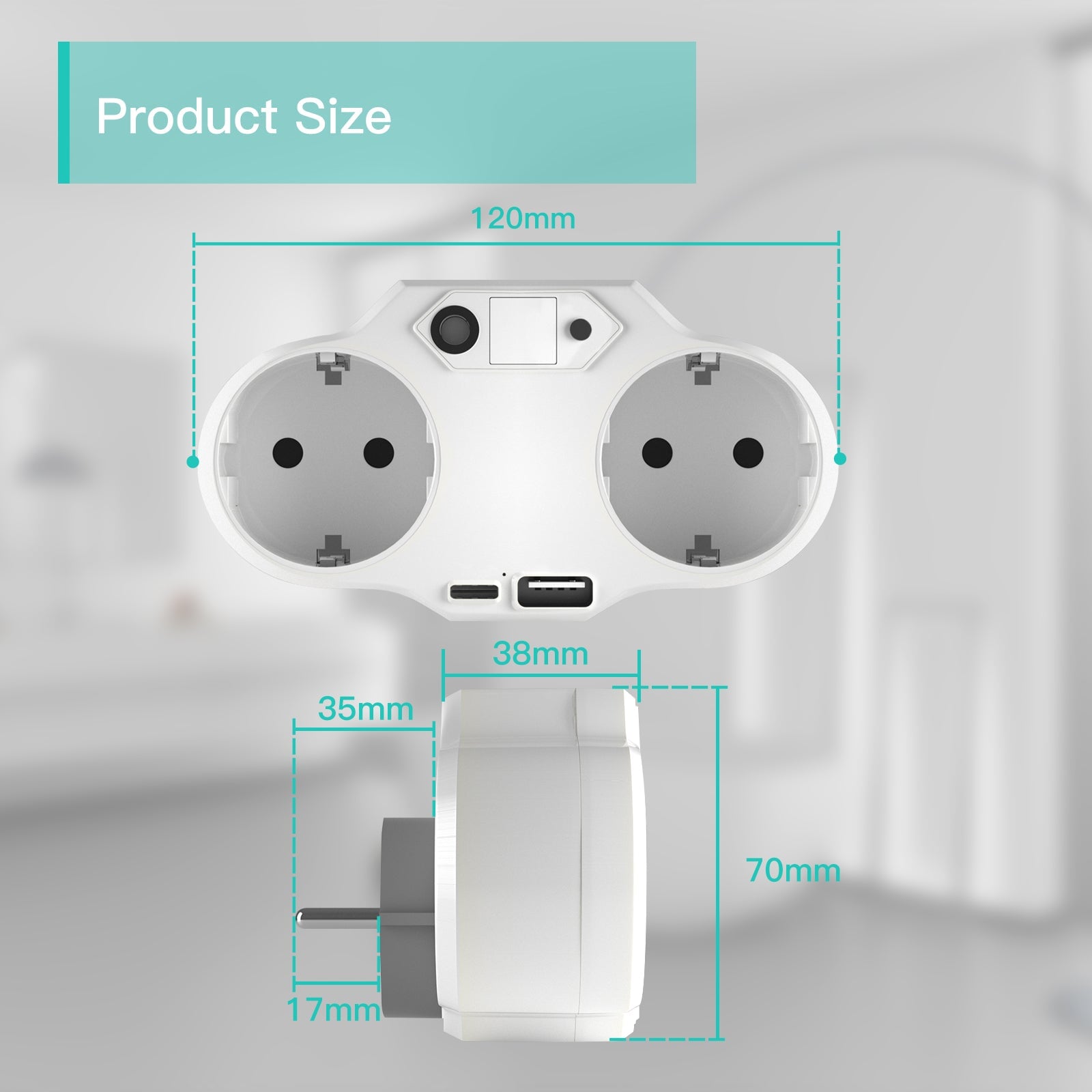 BSEED Socket With Type-C USB Sockets 3.5A Power Conversion Adapter EU Double Outlets Phone Charging Ports Plug Bseedswitch 