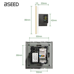 Bseed PC +USB Socket 86mm Glass PC Power Outlets Socket Tempered Crystal Panel Power Outlets & Sockets Bseedswitch 