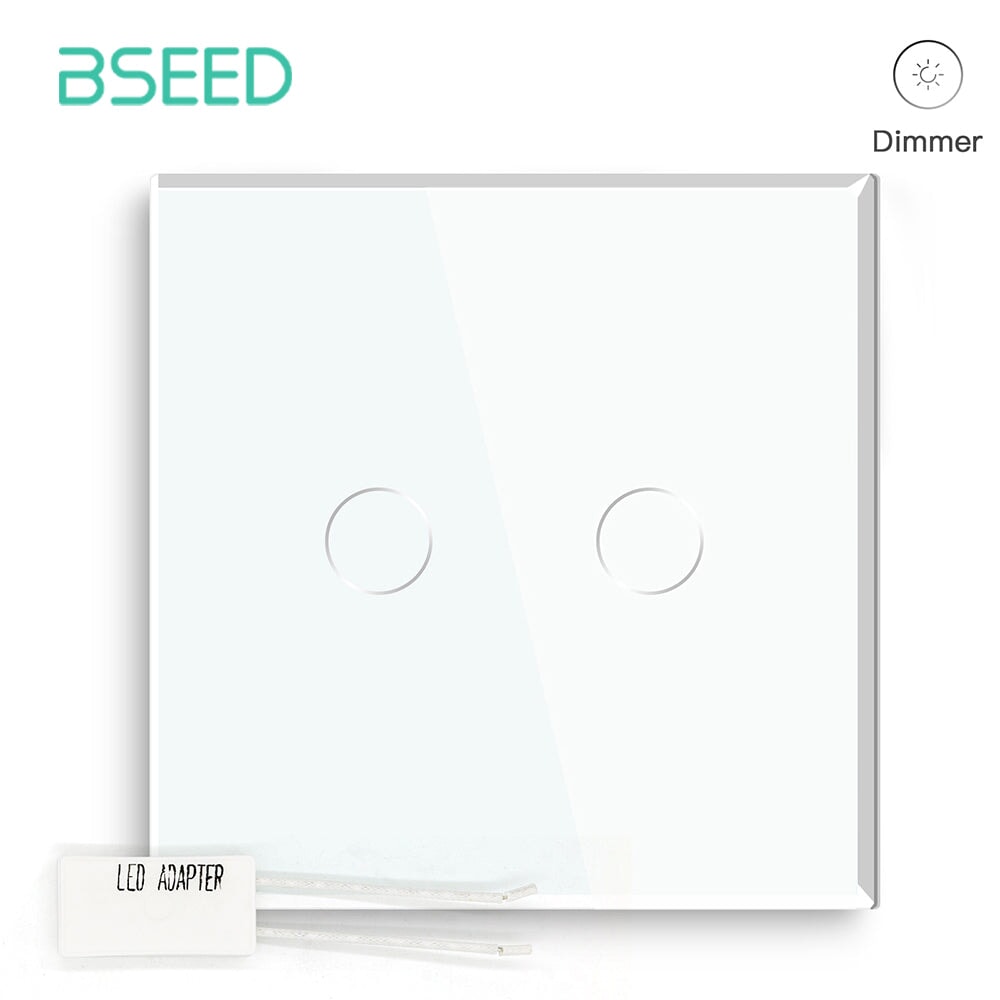 Bseed Touch Dimmer Switch 1/2 Gang 1/2 Way Light Switches Bseedswitch White Touch Dimmer Switch 2 Gang 1 Way