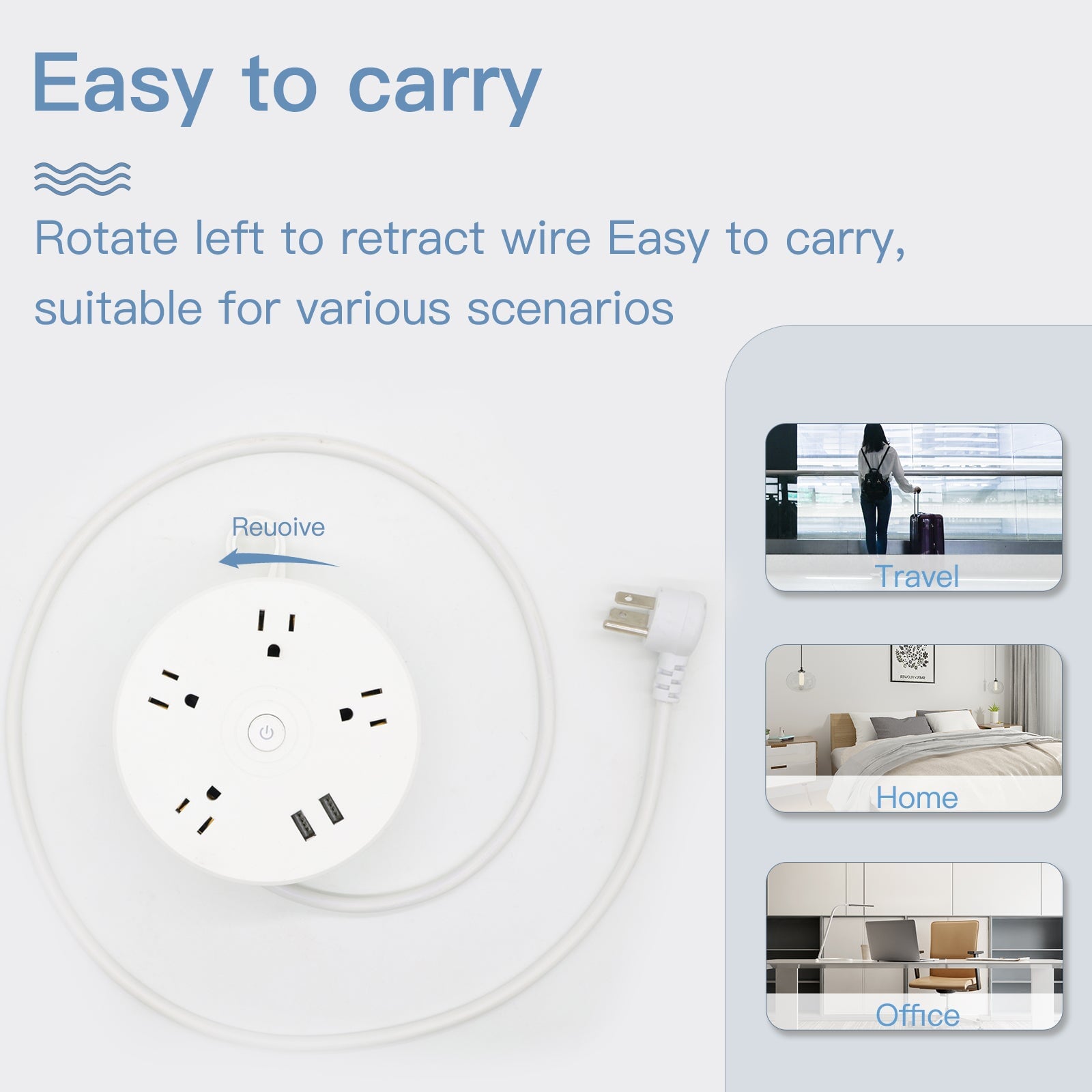 BSEED US Standard Disc Socket Quadruple Socket With USB White Color Power Outlets & Sockets Bseedswitch 