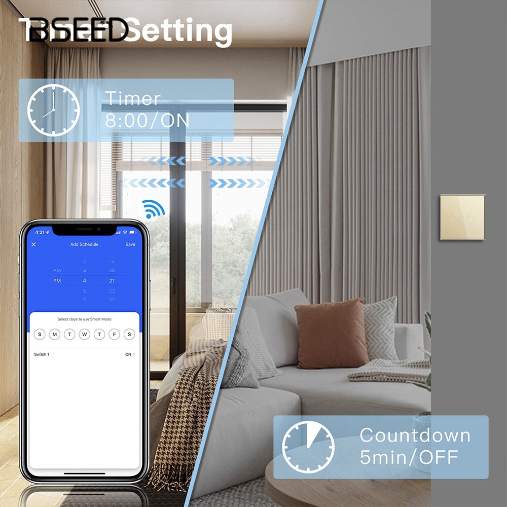 Bseed Smart Wifi Curtain Switch Support by Tuya And Smart Life Home Automation Kits Bseedswitch 