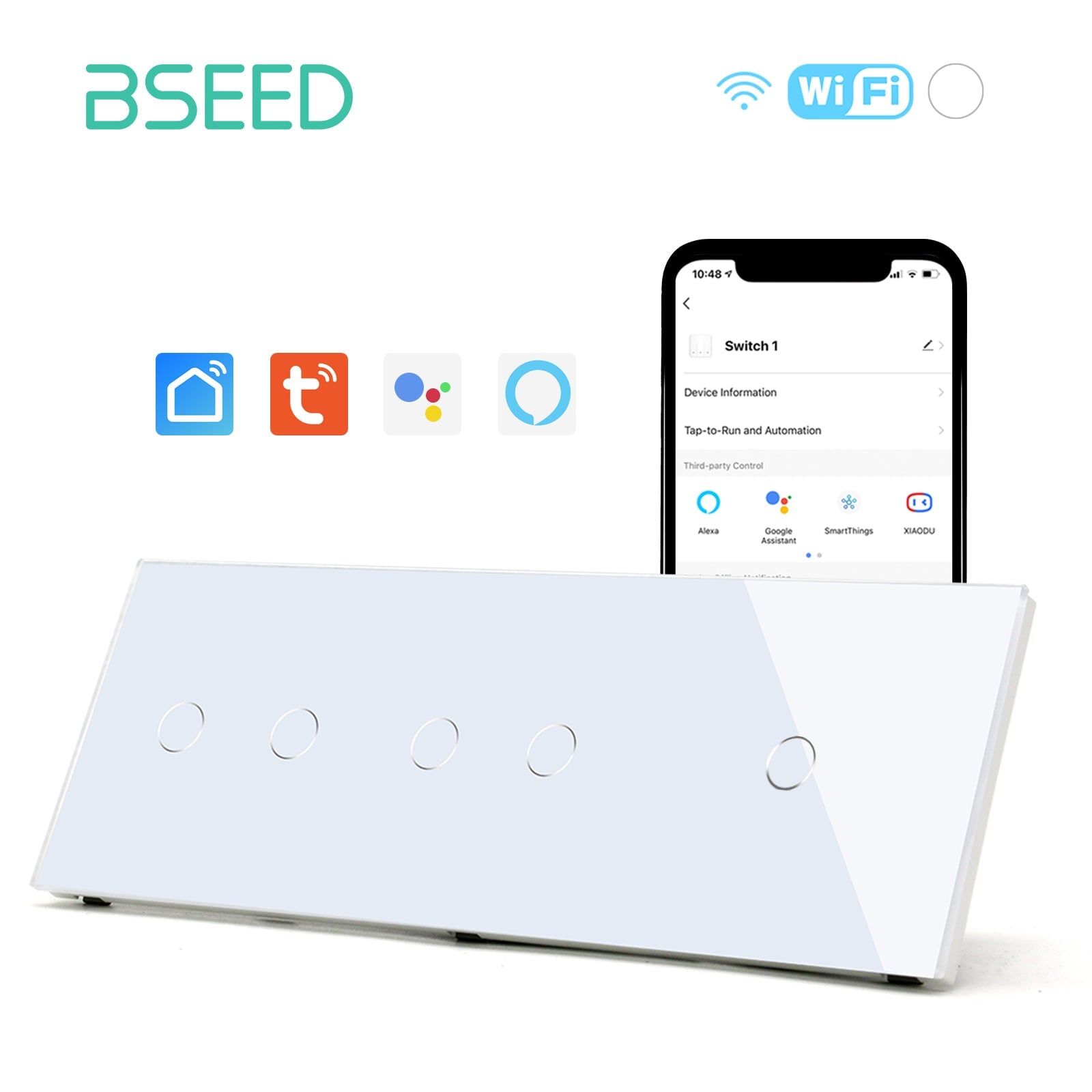 Bseed WiFi Light Switch Triple Switch 1/2/3 Way 228mm Alexa Google Smart Life Control Light Switches Bseedswitch 