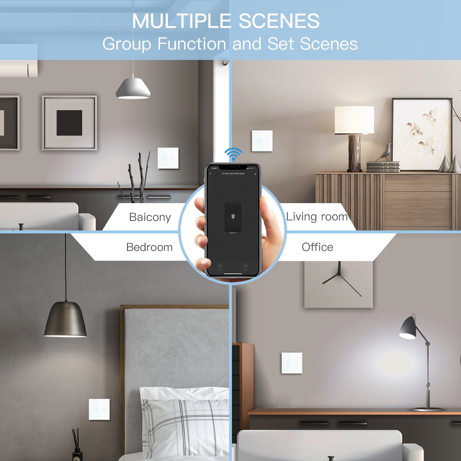 BSEED Single Line Wifi Light Switch 1/2/3 Gang 1/2/3 Way Smart Switch Wireless Wifi Switch Light Switches Bseedswitch 