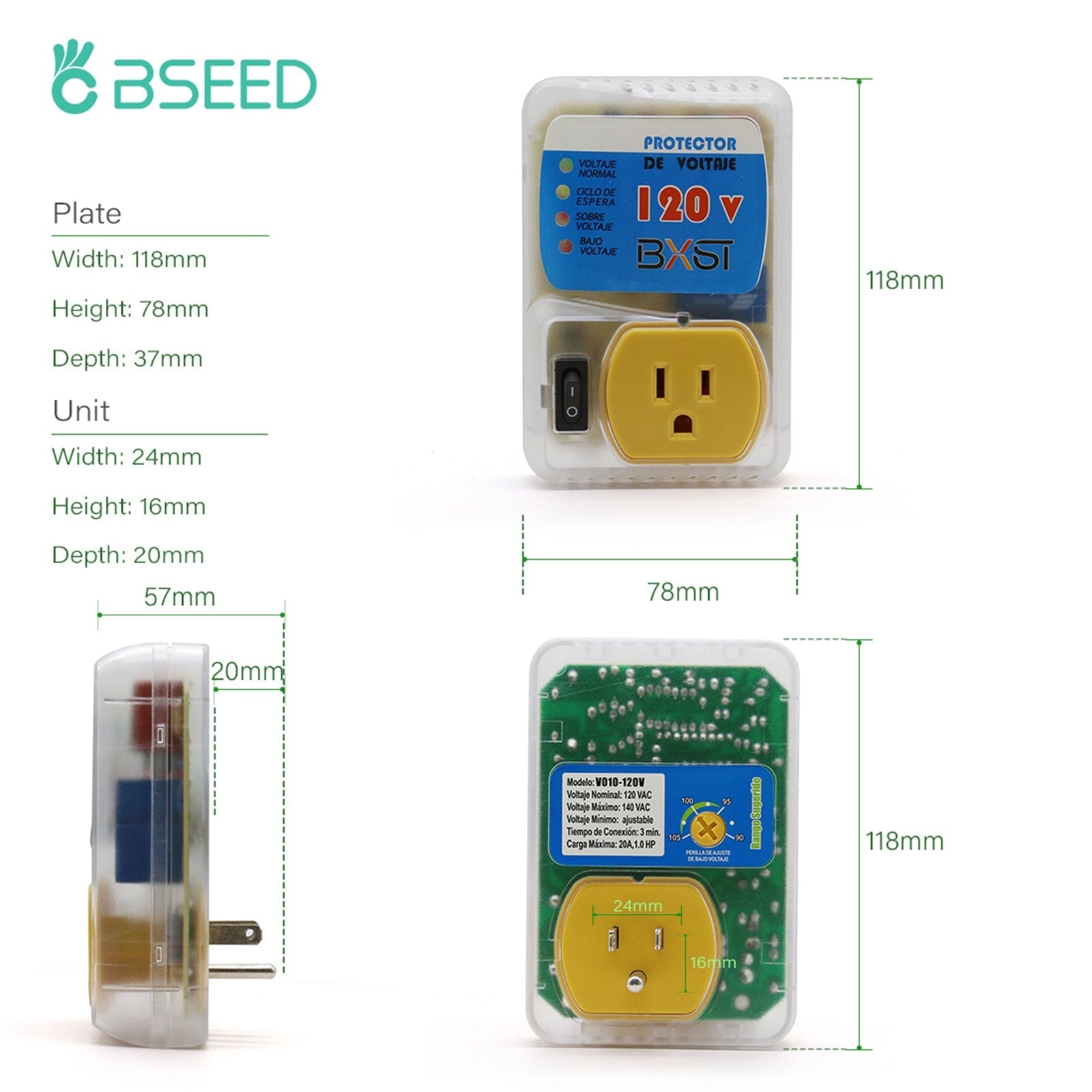 Bseed Surge Protector Voltage 120V US Socket PC Panel Home Appliance Socket Voltage Transformers & Regulators Bseedswitch 