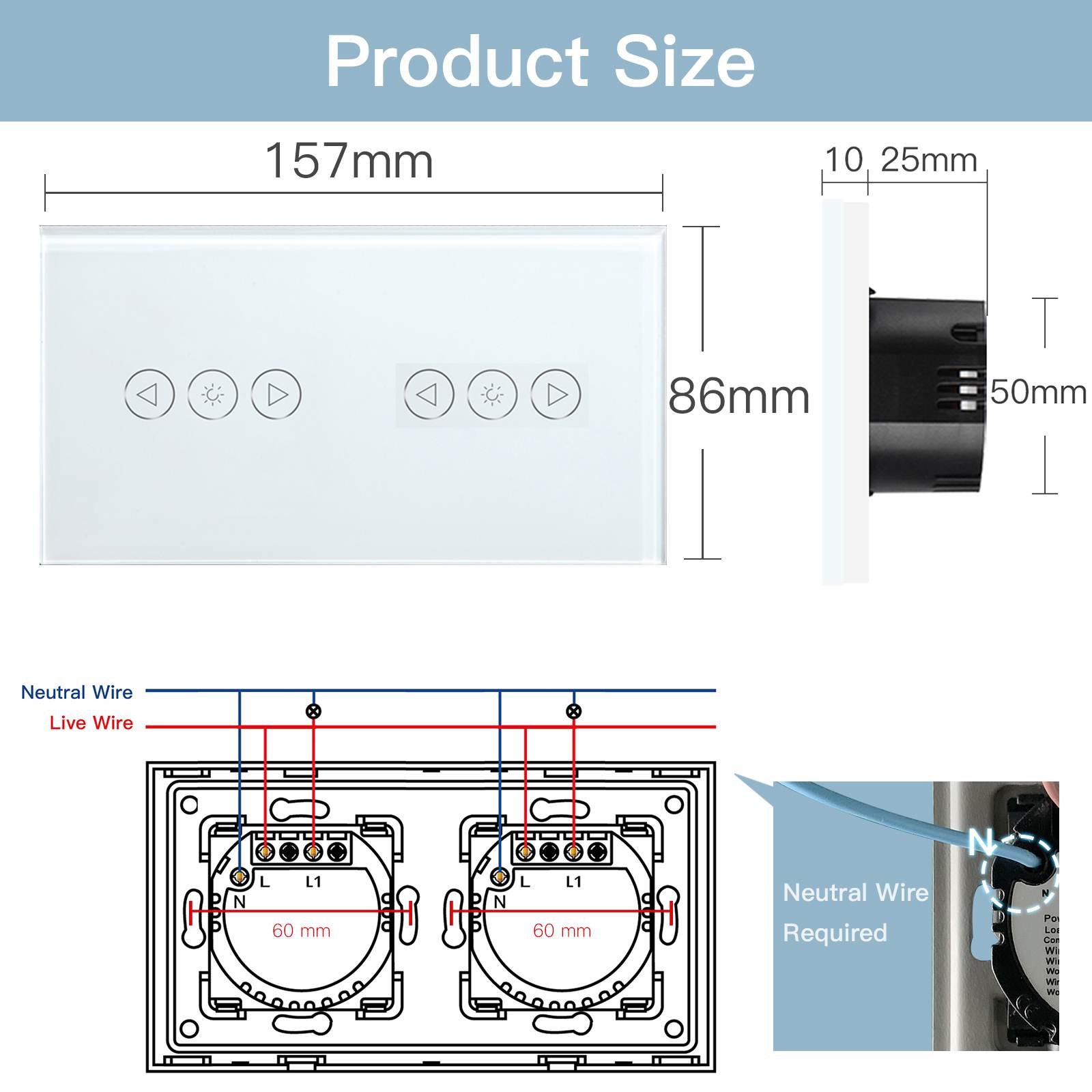 Bseed WIFI Dimmer Switch Double Wall Touch Switch Light Switches Bseedswitch 