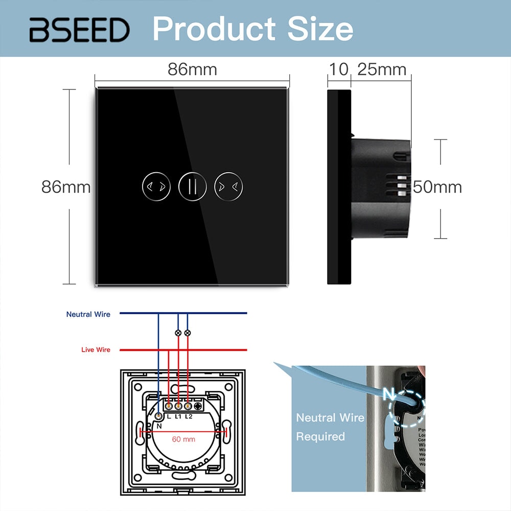 Bseed Smart Wifi Curtain Switch Support by Tuya And Smart Life Home Automation Kits Bseedswitch 