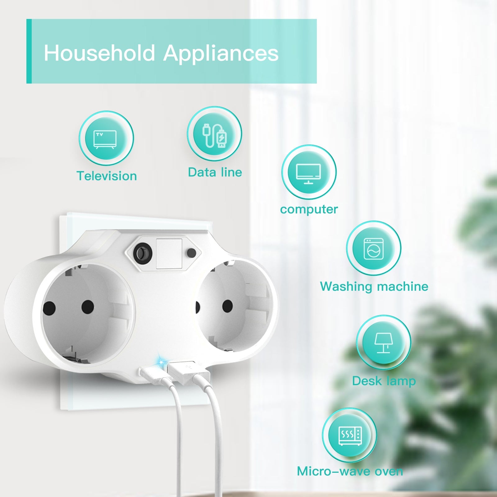 BSEED Socket With Type-C USB Sockets 3.5A Power Conversion Adapter EU Double Outlets Phone Charging Ports Plug Bseedswitch 