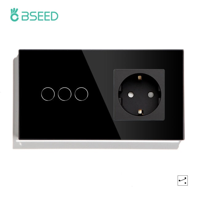 BSEED WiFi 1/2/3 Gang Light Switch With Normal EU Socket Power Outlets & Sockets Bseedswitch 