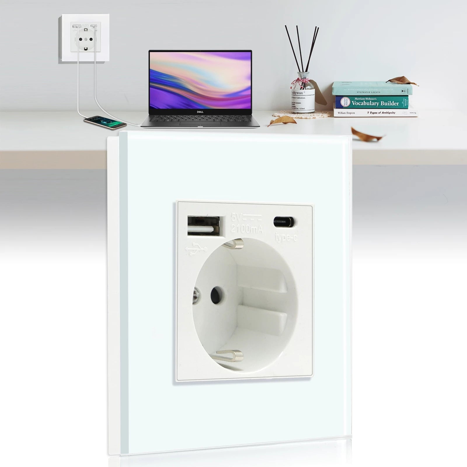 BSEED Multiple EU sockets Type-C Interface Outlet Wall Socket With Charge Port With USB Power Outlets & Sockets Bseedswitch 