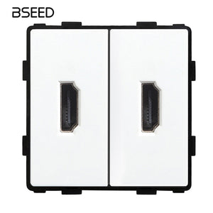 Bseed EU UK Russia Standard Plastic Double HDMI Socket Function Key DIY Home Improvement socket Bseedswitch 