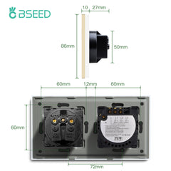 Bseed Touch Wifi Shutter Switch EU Standard Socket Without Wifi Power Outlets & Sockets Bseedswitch 