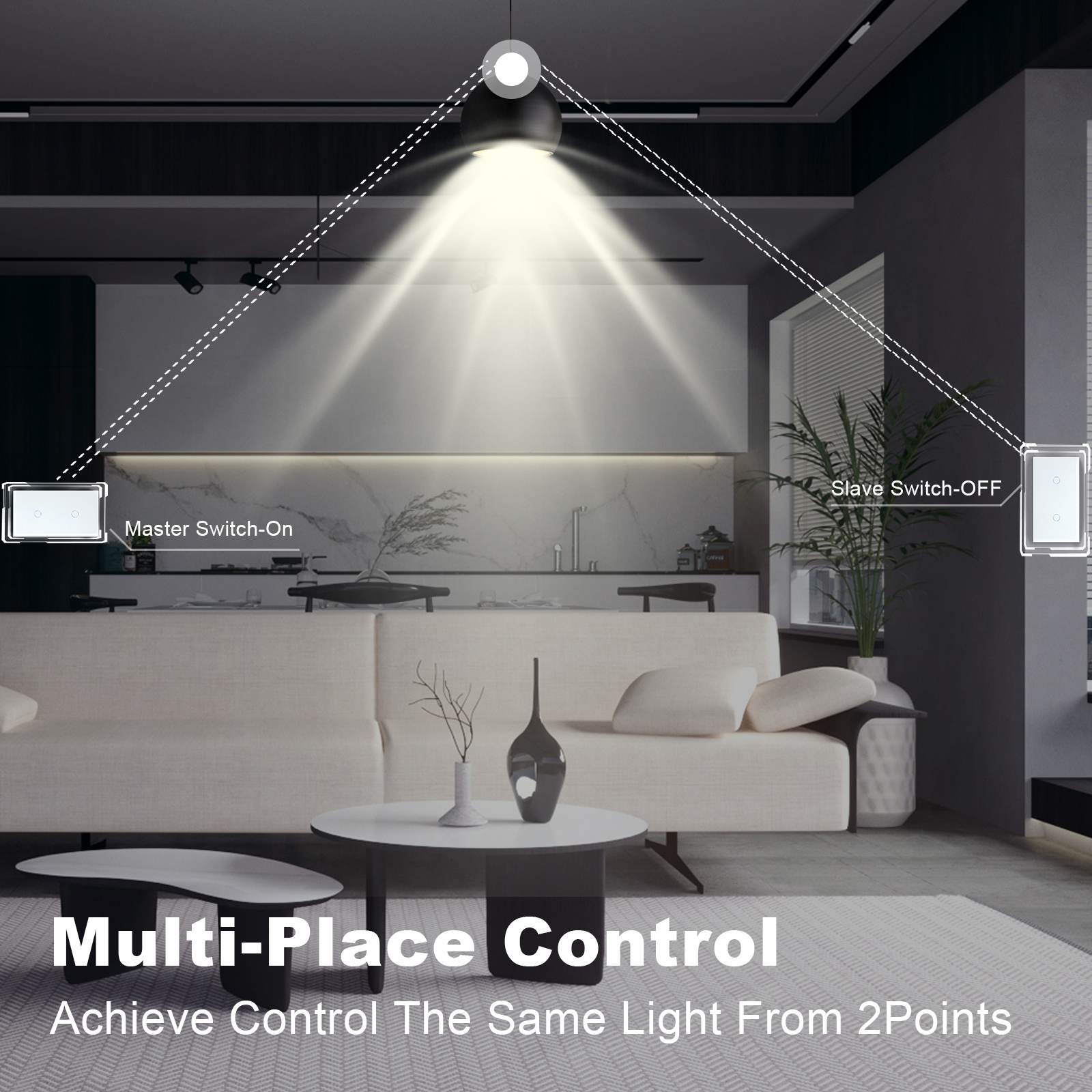 Bseed Double Touch dimmer Switch 1/2/3 Way Dimmer Switch Glass Panel 157mm Light Switches Bseedswitch 