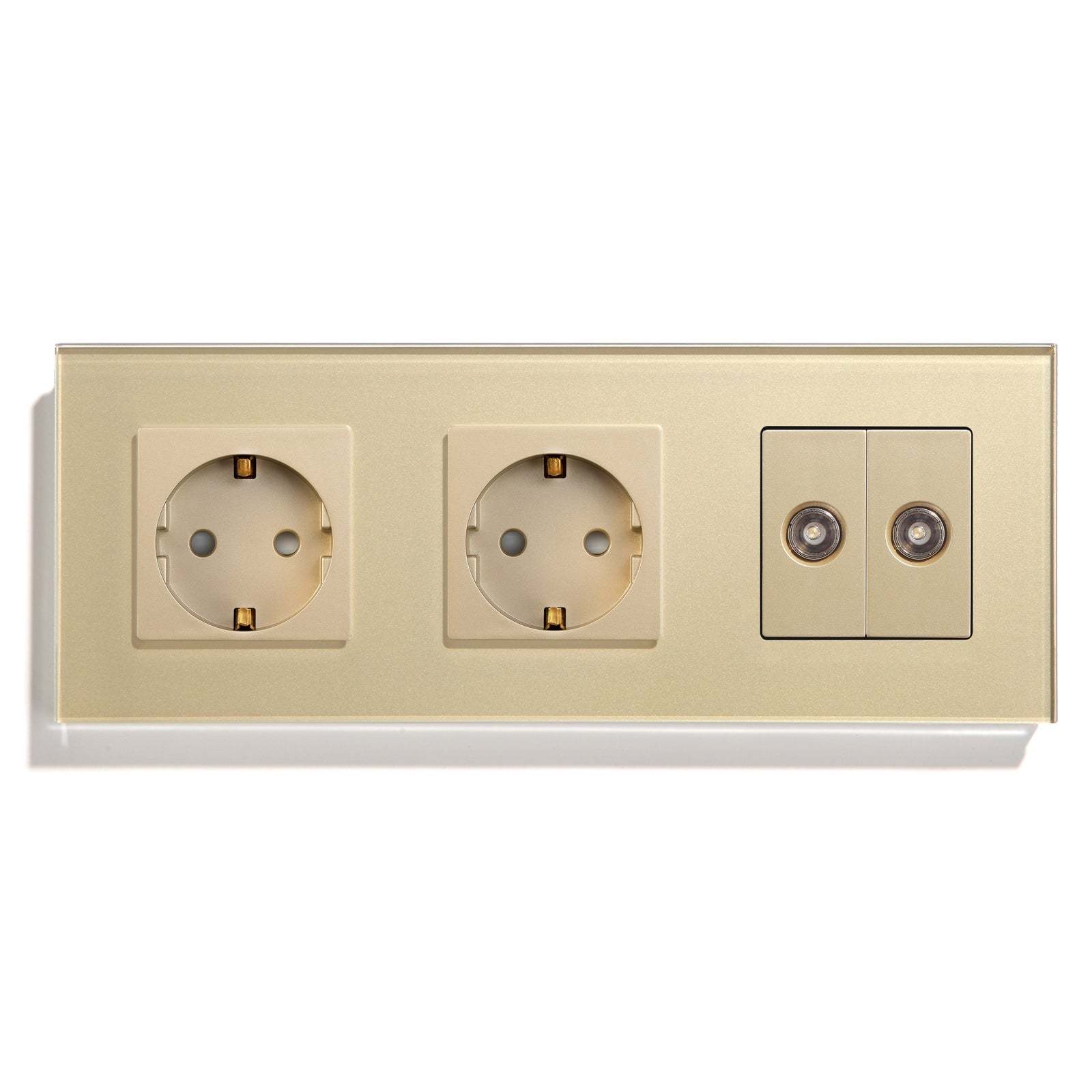 BSEED EU Standard Wall Socket With Double TV Socket Crystal Glass Panel Power Outlets & Sockets Bseedswitch 