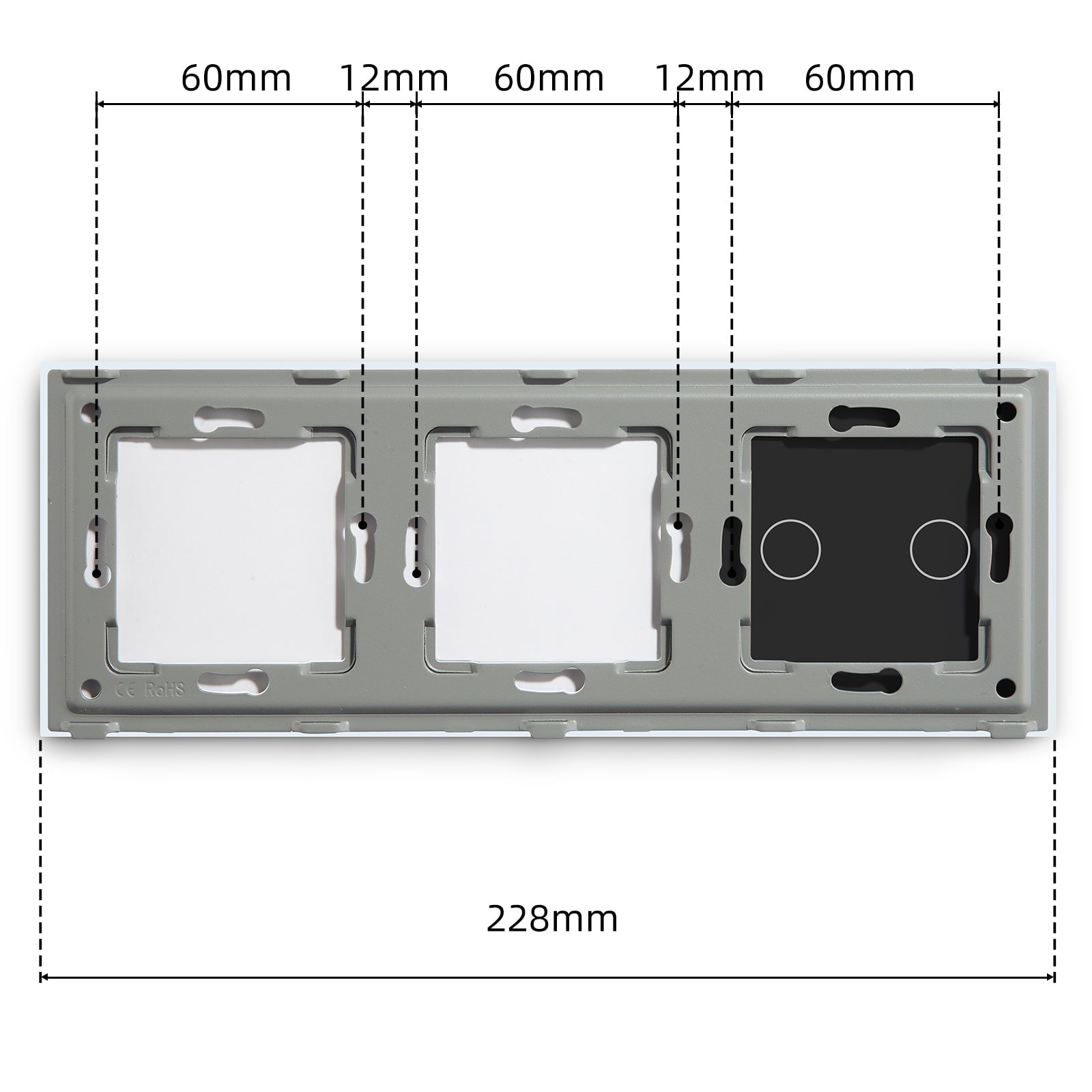 Bseed Panel with Double Frame Crystal Glass 1/2/3 Gang with Slots Bseedswitch 