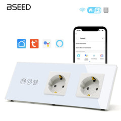 Bseed Smart WiFi Shutter Switches With Double Normal EU Standard Wall Sockets Light Switches Bseedswitch 