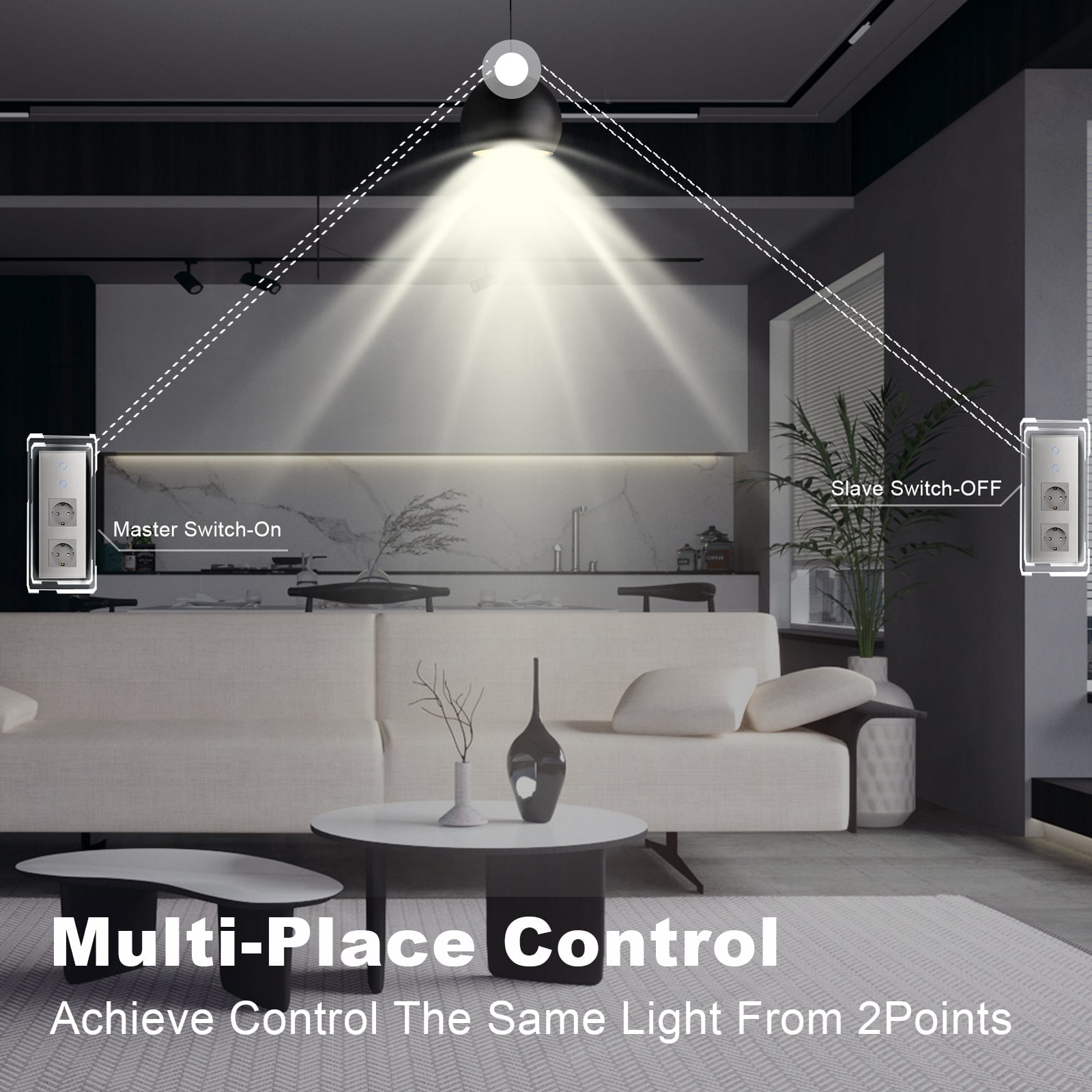 Bseed Smart WiFi 1/2/3 Gang Light Switches Multi Control With Double EU Normal Standard Wall Sockets Light Switches Bseedswitch 