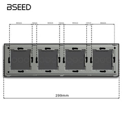 BSEED Glass Panel Only 299mm 4x 1/2/3 Gang Pearl DIY with Metal Frame Light Switches Bseedswitch 