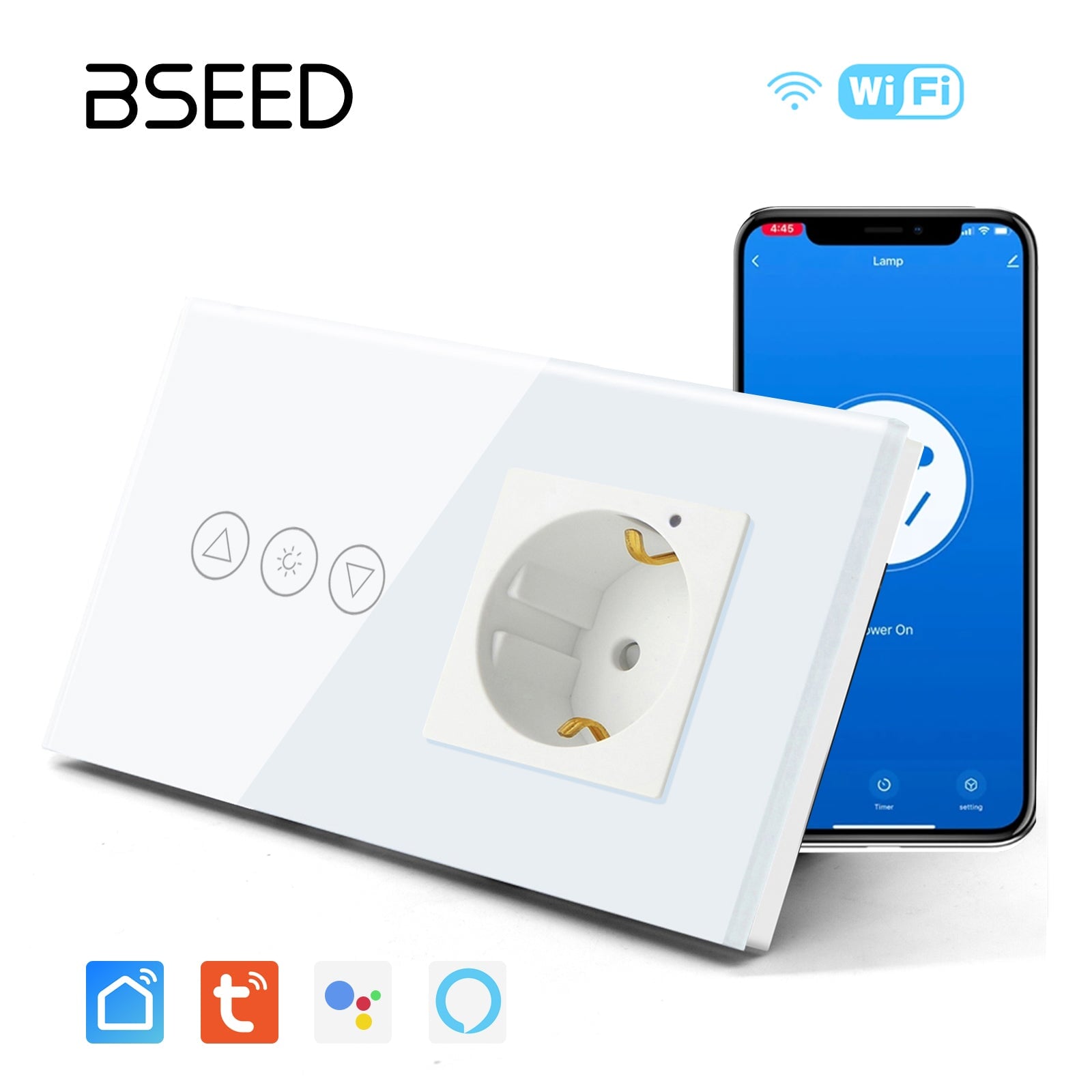 BSEED Smart WiFi Dimmer Light Switch With Normal EU Socket Light Switches Bseedswitch 